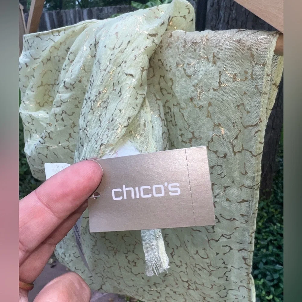 NWT ▶️ Chico’s ◀️ Pale Soft Lime Oblong scarf